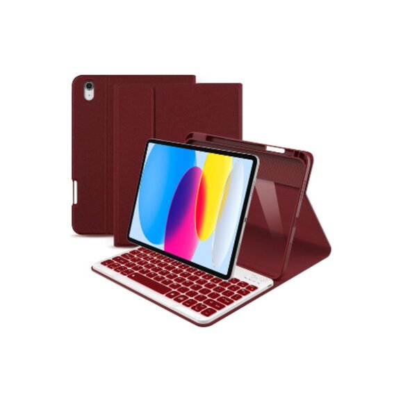 iPad A16 11" & 10th Gen 10.9" Keyboard Case – 7-Color Backlit, Red New in Box - Picture 1 of 3